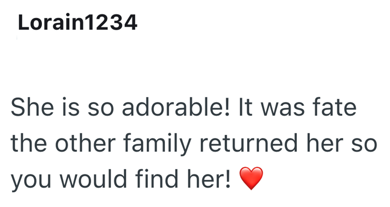 Lorain1234 She is so adorable! It was fate the other family returned her so you would find her!
