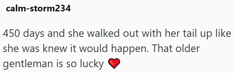 calm-storm234 450 days and she walked out with her tail up like she was knew it would happen. That older gentleman is so lucky ❤