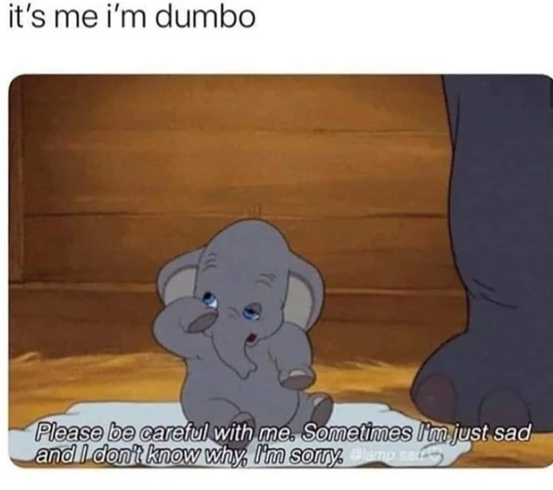 it's me i'm dumbo Please be careful with me. Sometimes I'm just sad and I don't know why, I'm sorry lamp sad