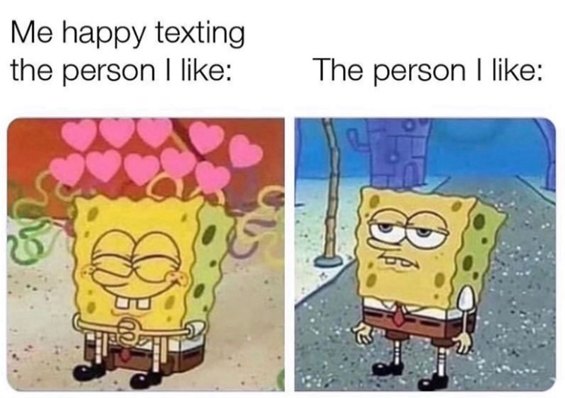 Me happy texting the person I like: The person I like: