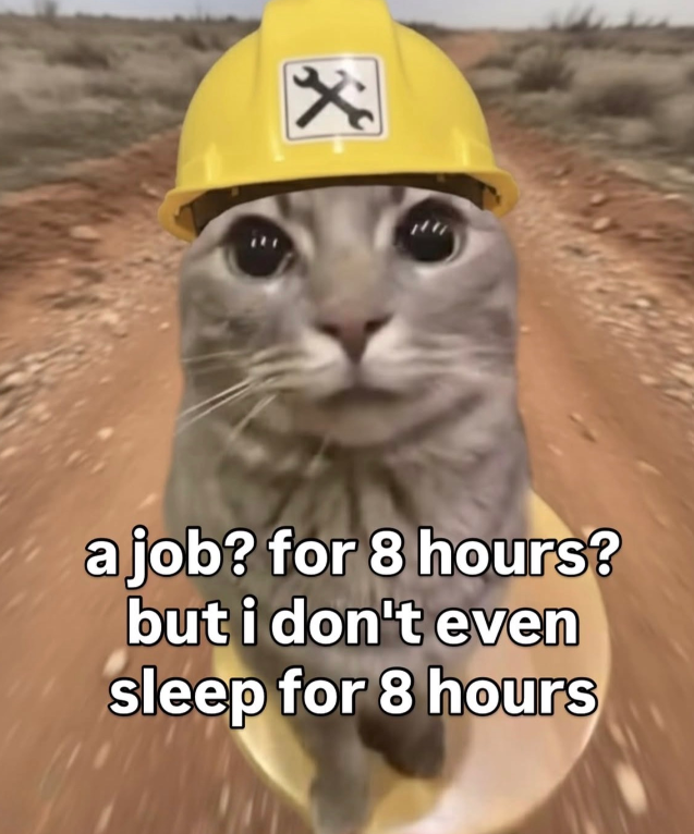 * a job? for 8 hours? but i don't even sleep for 8 hours