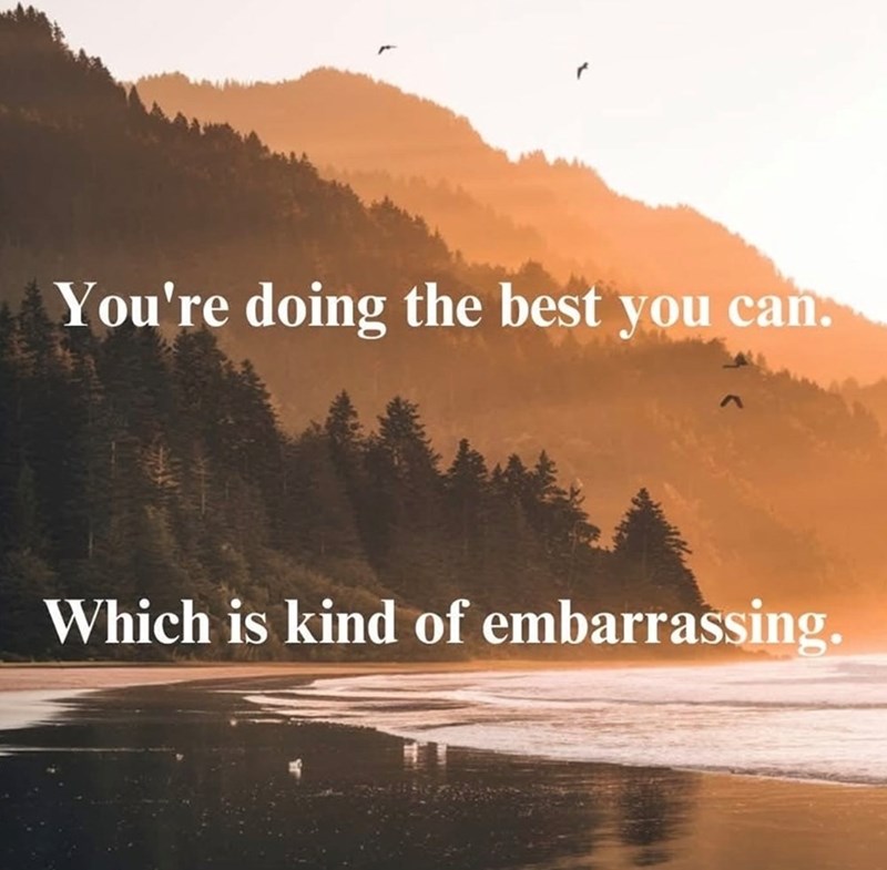 You're doing the best you can. Which is kind of embarrassing.