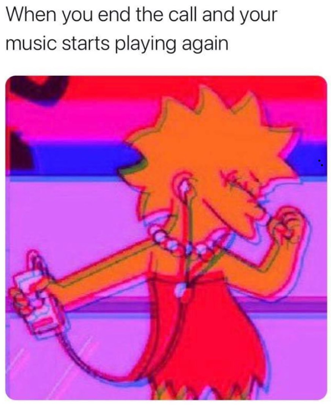 When you end the call and your music starts playing again
