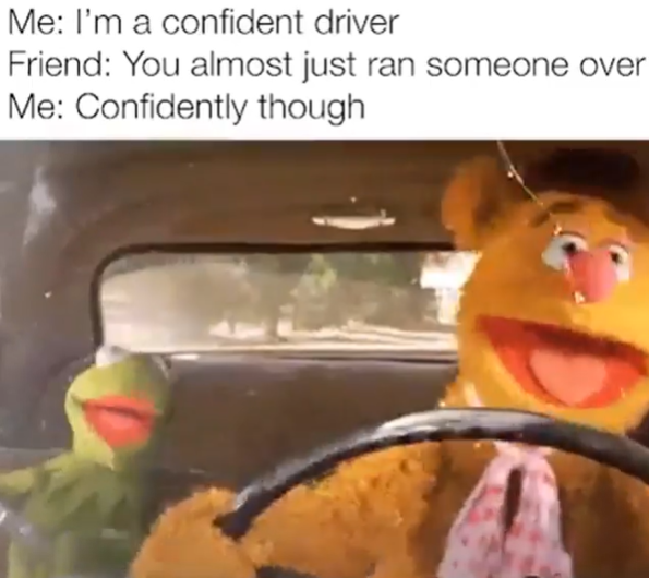 Me: I'm a confident driver Friend: You almost just ran someone over Me: Confidently though