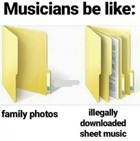Musicians be like: family photos illegally downloaded sheet music