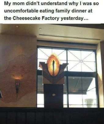 My mom didn't understand why I was so uncomfortable eating family dinner at the Cheesecake Factory yesterday...