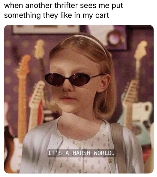 when another thrifter sees me put something they like in my cart IT'S A HARSH WORLD. W