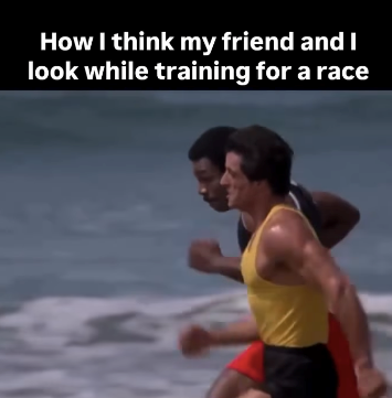 How I think my friend and I look while training for a race