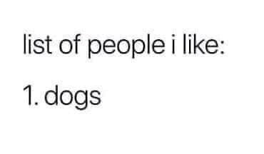 list of people i like: 1. dogs