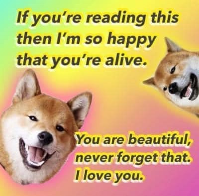 If you're reading this then I'm so happy that you're alive. You are beautiful, never forget that. I love you.
