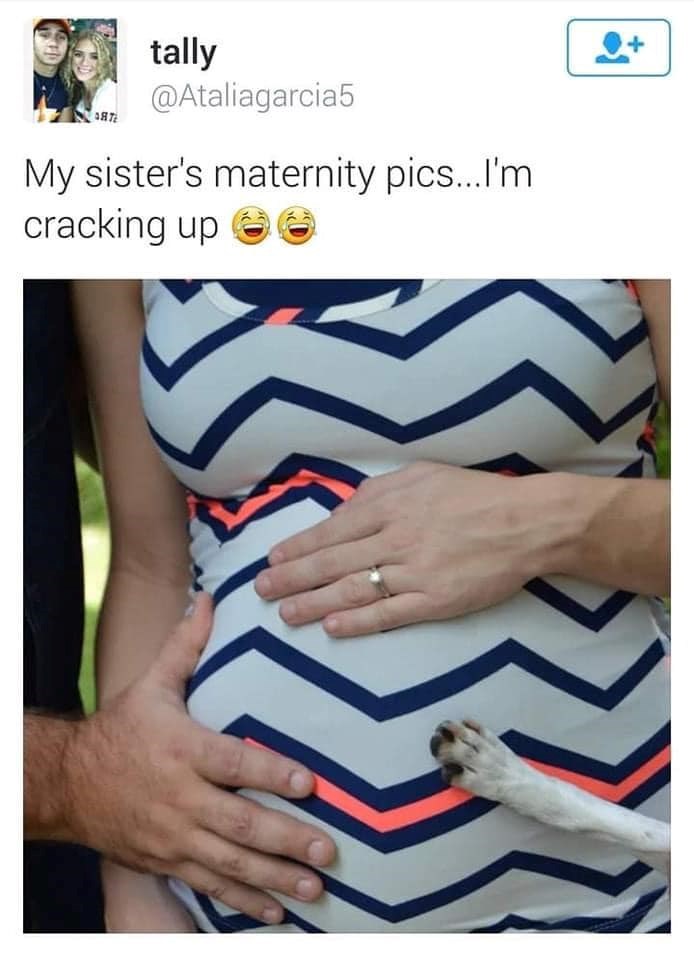 487 tally @Ataliagarcia5 My sister's maternity pics...I'm cracking up +6
