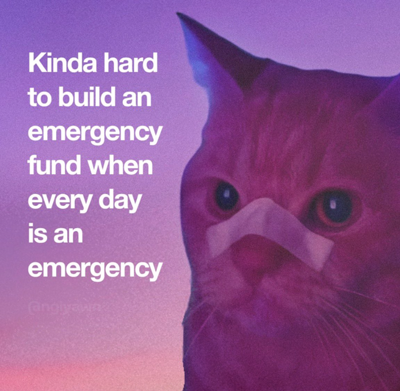 Kinda hard to build an emergency fund when every day is an emergency angiyawn