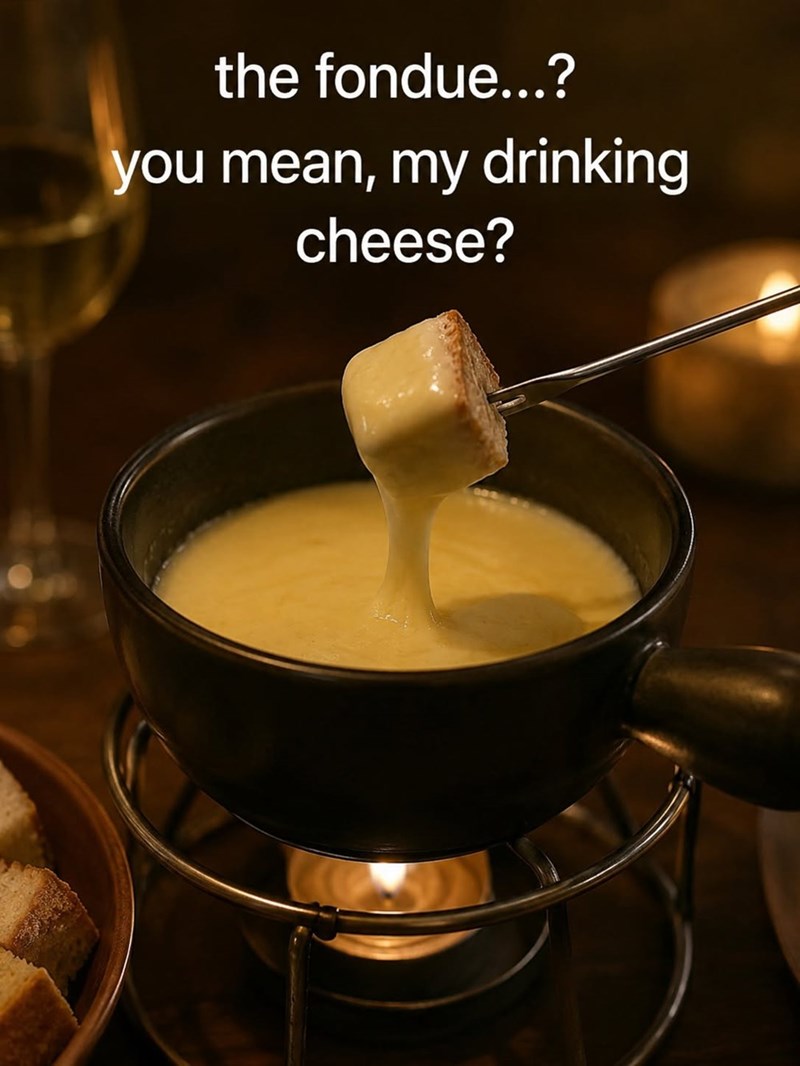 the fondue...? you mean, my drinking cheese?