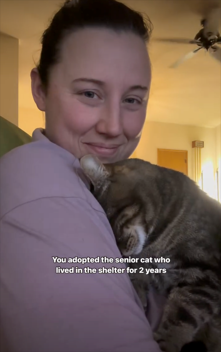 You adopted the senior cat who lived in the shelter for 2 years