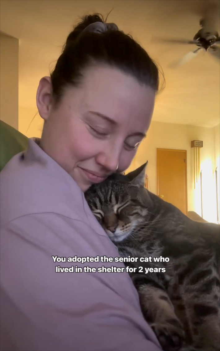 You adopted the senior cat who lived in the shelter for 2 years