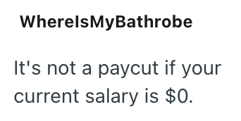 WherelsMyBathrobe It's not a paycut if your current salary is $0.