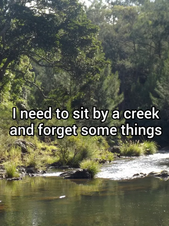 I need to sit by a creek and forget some things