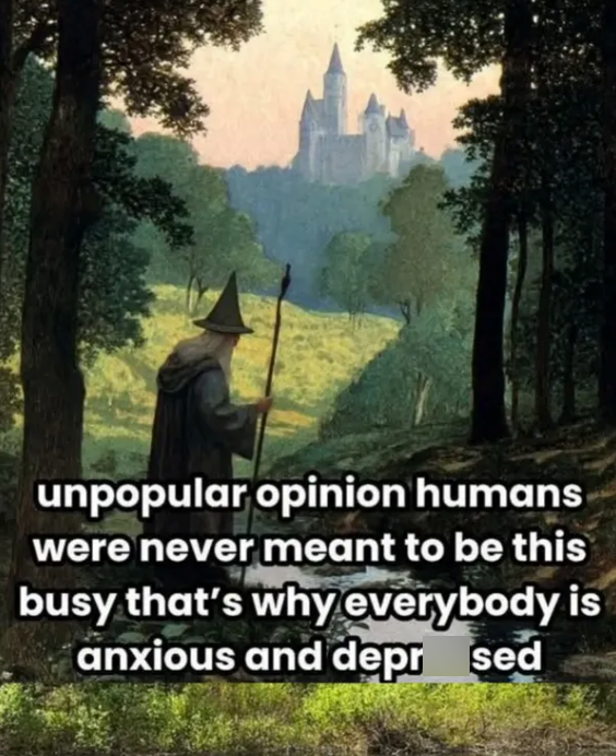 unpopular opinion humans were never meant to be this busy that's why everybody is anxious and depr sed
