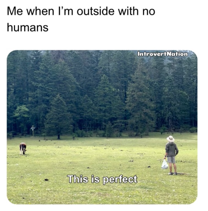 Me when I'm outside with no humans This is perfect IntrovertNation