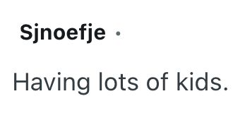 Sjnoefje ⚫ Having lots of kids.