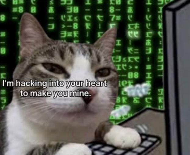 #88 8 C 38-> -8- - Is Ct 7 ley J-8 IF tent I ニ # --88 I I'm hacking into your heart et d to make you mine. BREC PUL ப