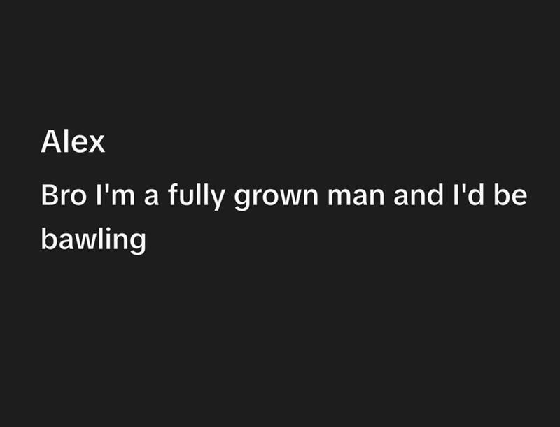 Alex Bro I'm a fully grown man and I'd be bawling