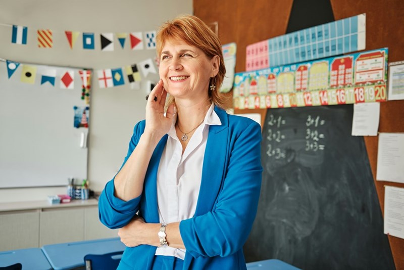 A depiction of a random teacher whom this teacher would trust over any parent or kid, even though she doesn't know her. 