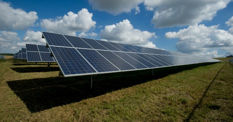Photo of a solar panel in a field