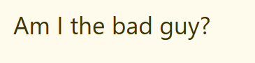 Am I the bad guy?