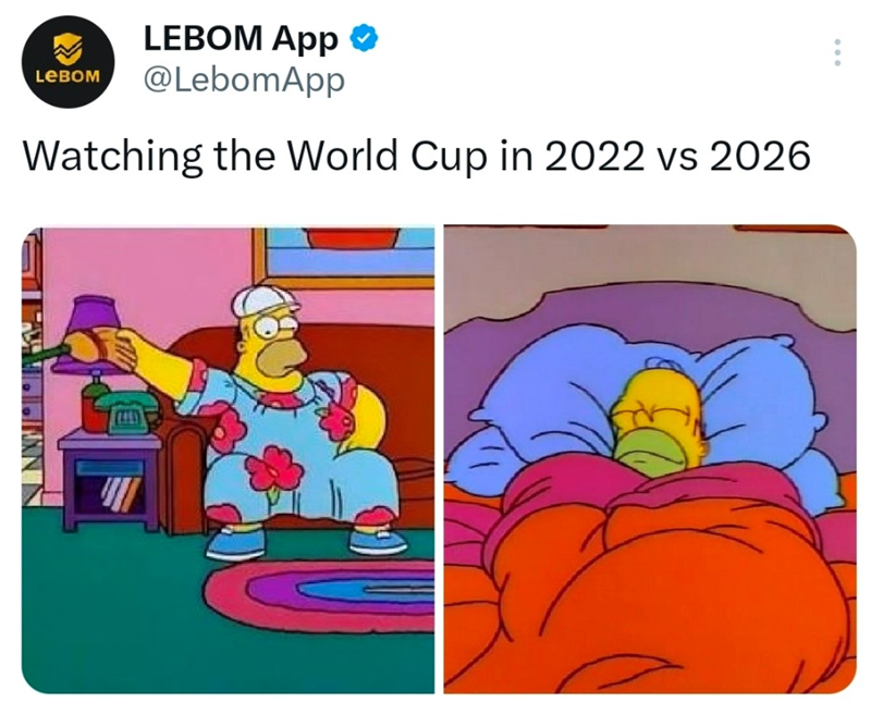 LEBOM LEBOM App @LebomApp Watching the World Cup in 2022 vs 2026 ...