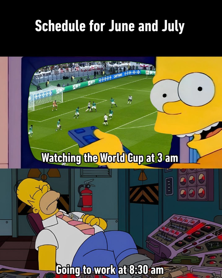 Schedule for June and July CAPTAINS Watching the World Cup at 3 am Going to work at 8:30 am @ P