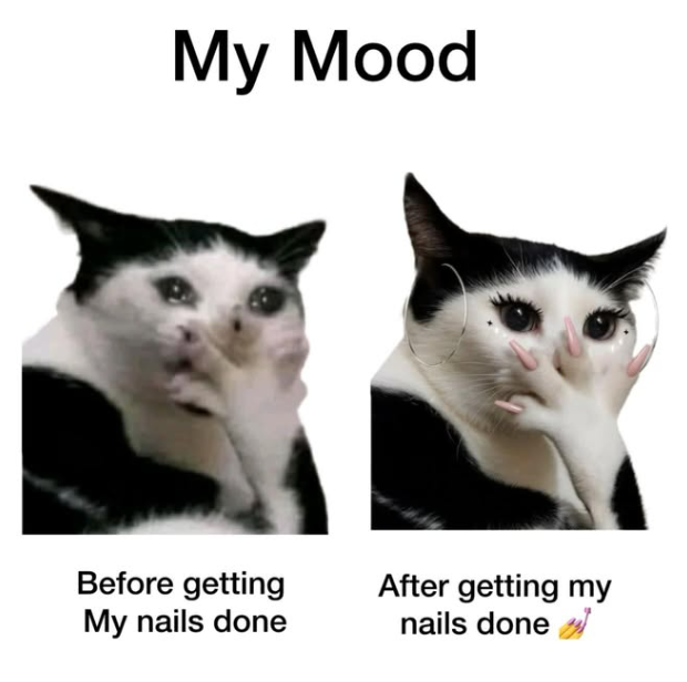 My Mood Before getting My nails done After getting my nails done