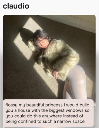 claudio flossy my beautiful princess i would build you a house with the biggest windows so you could do this anywhere instead of being confined to such a narrow space.
