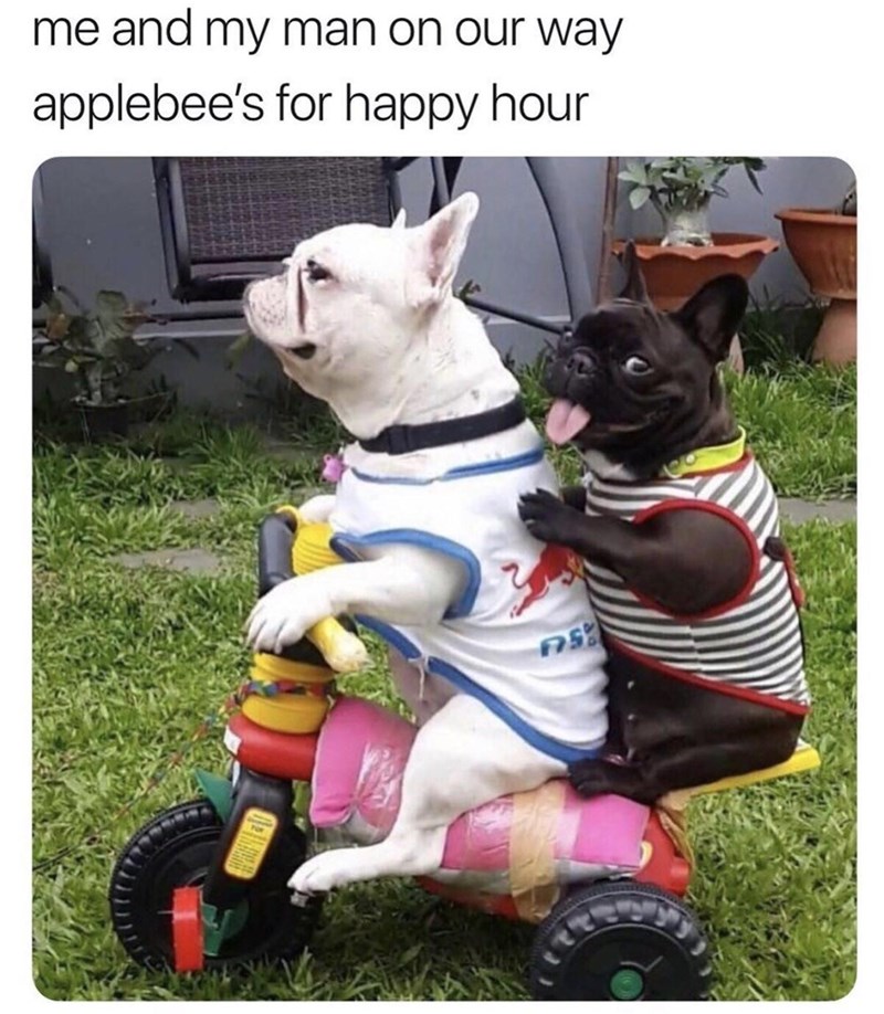 me and my man on our way applebee's for happy hour กร