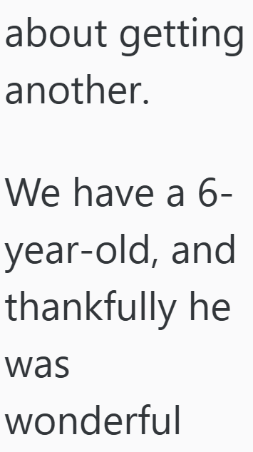about getting another. We have a 6- year-old, and thankfully he was wonderful