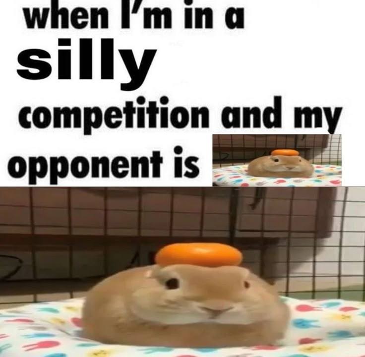 when I'm in a silly competition and my opponent is