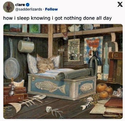 clare @sadderlizards. Follow how i sleep knowing i got nothing done all day X