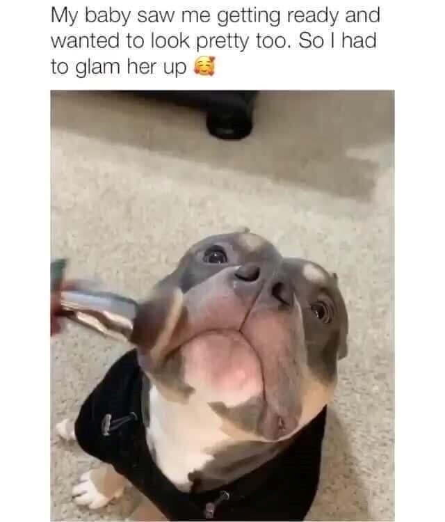 My baby saw me getting ready and wanted to look pretty too. So I had to glam her up