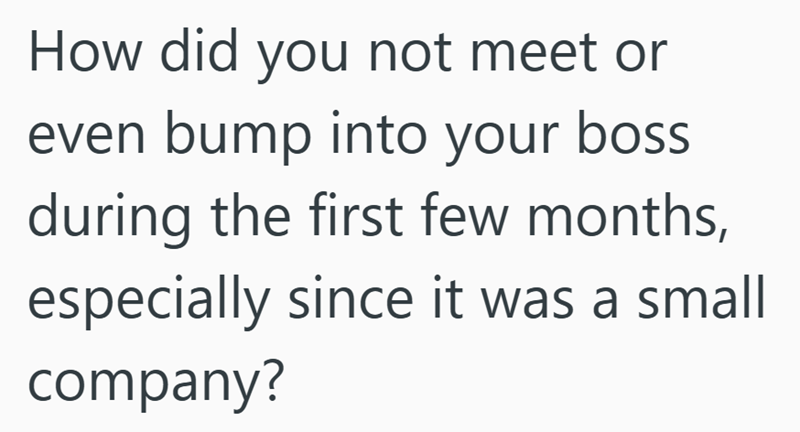 How did you not meet or even bump into your boss. during the first few months, especially since it was a small company?