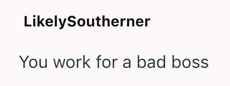 LikelySoutherner You work for a bad boss
