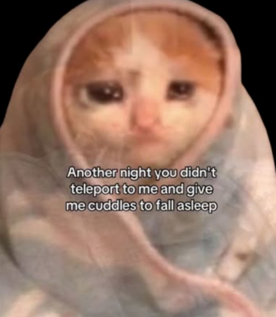 Another night you didn't teleport to me and give me cuddles to fall asleep
