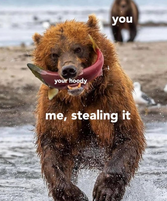 your hoody you me, stealing it