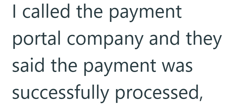 I called the payment portal company and they said the payment was successfully processed,