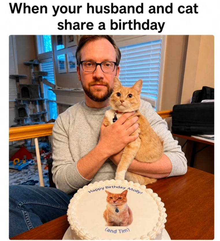 When your husband and cat share a birthday Happy Birthday Molly! (and Tim)