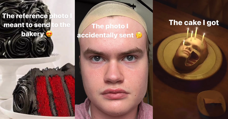 The reference photo! meant to send to the bakery The photo I accidentally sent The cake I got