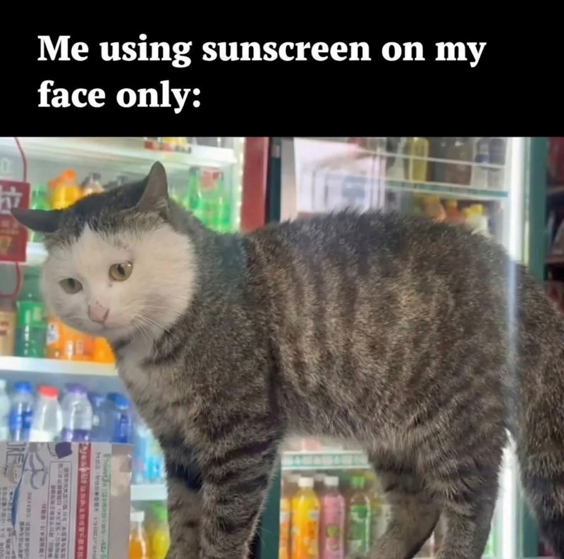 Me using sunscreen on my face only: 0