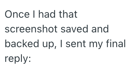 Once I had that screenshot saved and backed up, I sent my final reply: