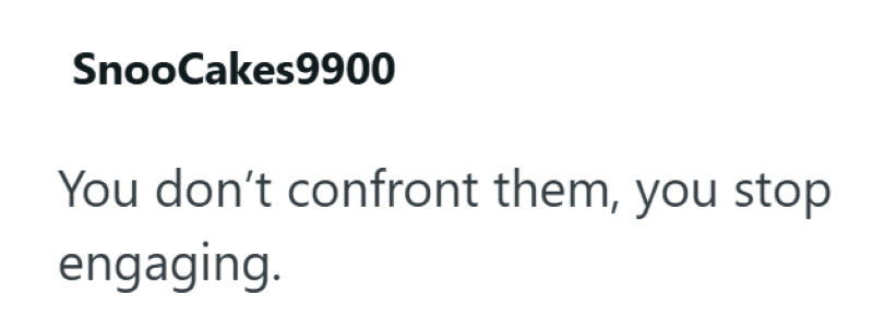 SnooCakes9900 You don't confront them, you stop engaging.