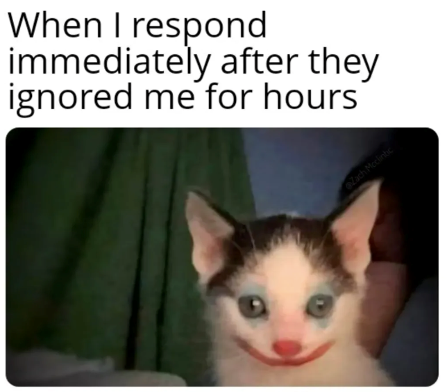 When I respond immediately after they ignored me for hours Zach Mcclintic