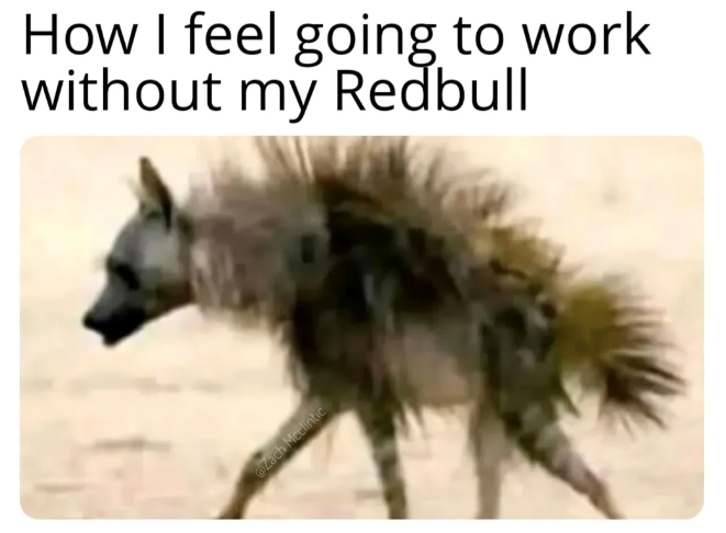How I feel going to work without my Redbull @Zach Mcclintic